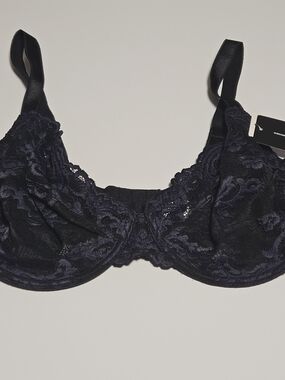 Wacoal Lace Underwire Bra 34G Black Navy Floral Support Full Bust NWT 851322